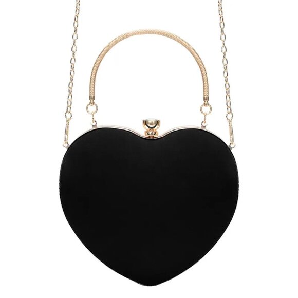Red or Black Velvet Heart Shaped Purse - Picture 4 of 4